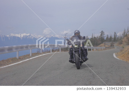A motorcycle ride along the Utsukushigahara Skyline with the Hakuba mountain range in the background 139432933