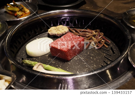 Korean BBQ Grill with Beef and Vegetables Korean BBQ Grill with Beef and Vegetables 139433157