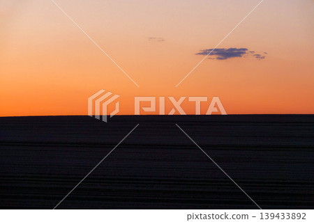 A view of the hills and sky in the magic hour after sunset in Biei, Hokkaido. 139433892