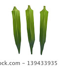 Three okra in watercolor style 139433935