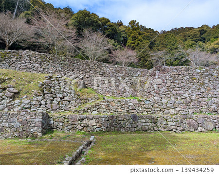 Stone walls of the former residence of Hashiba Hideyoshi at the site of Azuchi Castle in Omihachiman City, Shiga Prefecture Stone walls of the former residence of Hashiba Hideyoshi at the site of Azuchi Castle in Omihachiman City, Shiga Prefecture 139434259