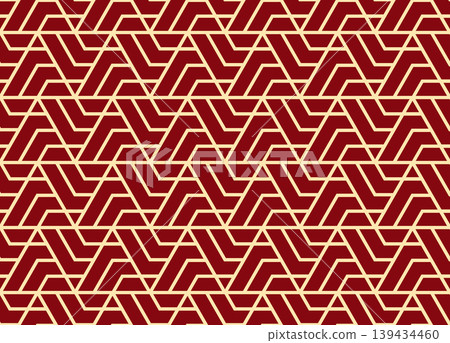 Abstract geometric pattern. A seamless vector background. Golden and red ornament. Graphic modern pattern. Simple lattice graphic design 139434460