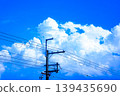 Memories of that summer. A nostalgic midsummer blue sky painted by telephone poles and cumulonimbus clouds. 139435690