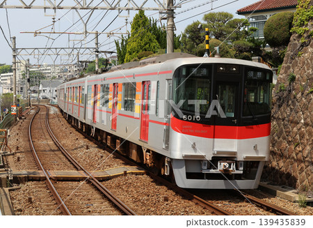 Sanyo Electric Railway 6000 series train running near Sanyo-Shioya Station. 139435839