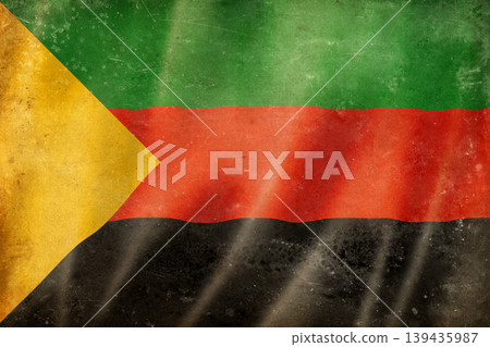 Old vintage flag of Azawad MNLA, worn and stained Old vintage flag of Azawad MNLA, worn and stained 139435987