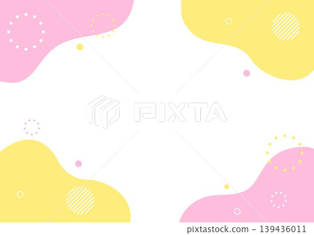粉紅色和黃色波浪狀流體背景框 139436011