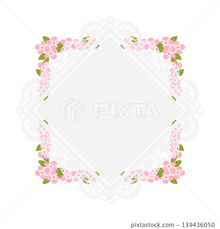 Dogwood diamond-shaped lace frame 139436050