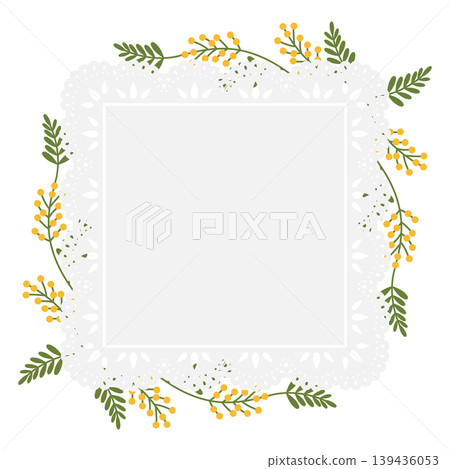 含羞草方形蕾絲框 含羞草方形蕾絲框 139436053