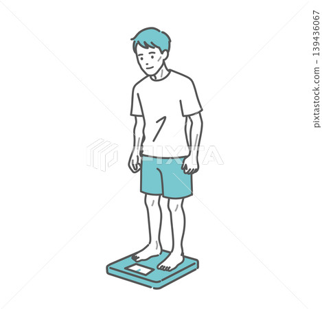 圖說:一名成年男性(體型偏瘦)正在測量體重。 圖說:一名成年男性(體型偏瘦)正在測量體重。 139436067