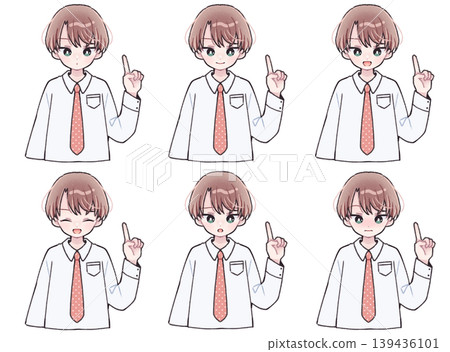 Male middle school student facial expression set B Male middle school student facial expression set B 139436101
