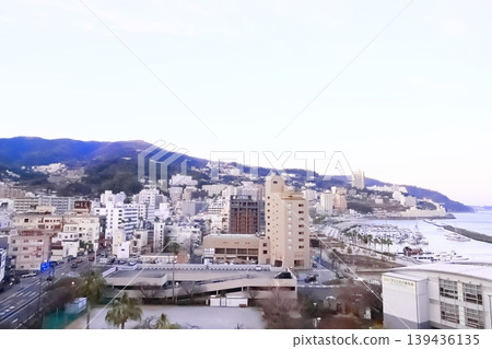 The cityscape at sunset as seen from a hotel in Atami 139436135