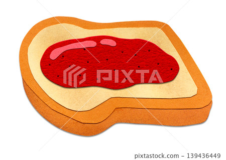 Strawberry jam toast collage illustration - simple standalone image 139436449