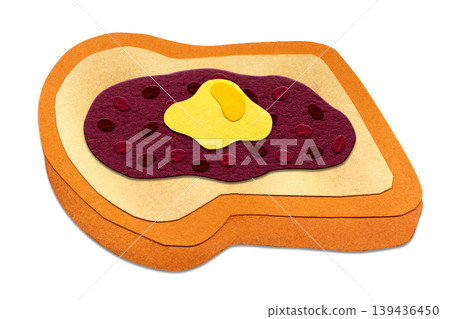 A simple, standalone illustration of red bean paste and butter toast. 139436450