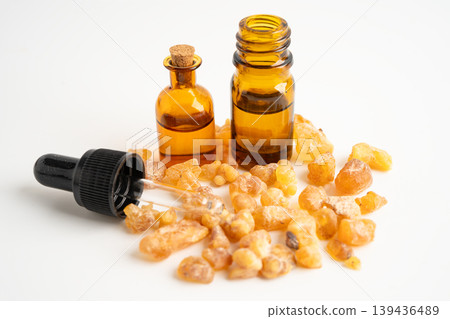 Frankincense or olibanum aromatic resin isolated on white background used in incense and perfumes. Frankincense or olibanum aromatic resin isolated on white background used in incense and perfumes. 139436489