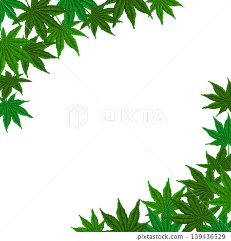 [Blue Maple Leaf Frame] Hand-embroidered illustration material 139436529