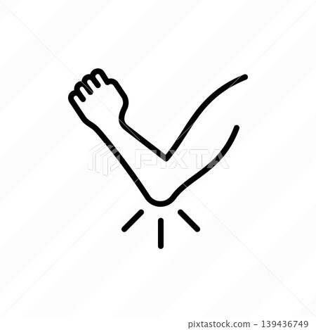 Elbow pain, arthritis symptom thin line icon. Joint inflammation. Elbow pain, arthritis symptom thin line icon. Joint inflammation. 139436749