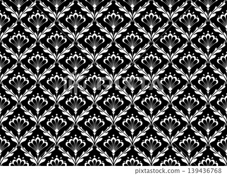Flower geometric pattern. Seamless vector background. White and black ornament. Flower geometric pattern. Seamless vector background. White and black ornament. 139436768