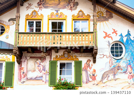 The landscape of Oberammergau, the town of murals 139437110