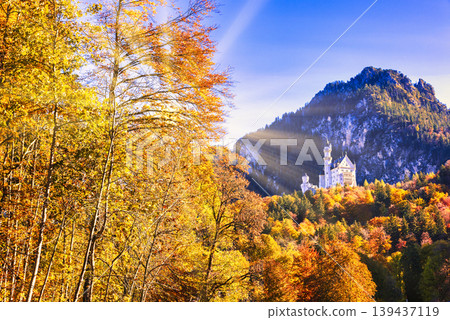 Beautiful autumn foliage at Neuschwanstein Castle Beautiful autumn foliage at Neuschwanstein Castle 139437119