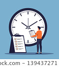 Clock time management man checklist illustration 139437271