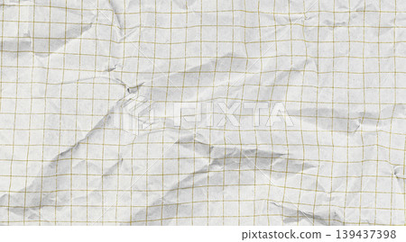 Crumpled paper notebook sheet with checkered grid pattern. White graph background for school math Crumpled paper notebook sheet with checkered grid pattern. White graph background for school math 139437398