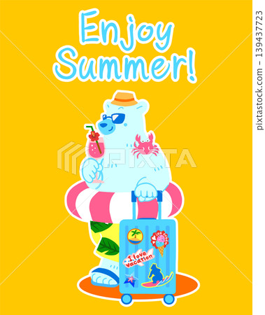 一幅熊享受夏日的插圖 一幅熊享受夏日的插圖 139437723