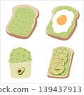 Healthy avocado toast with poached egg vector illustration isolated on white 139437913