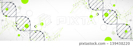 Abstraction on a scientific medical theme. Creative image of a DNA molecule with art elements. 139438220