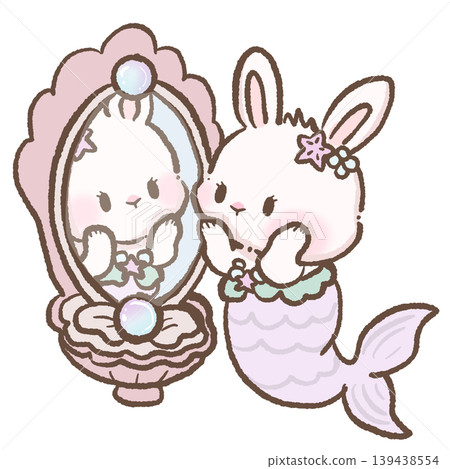 Cute bunny mermaid beside pearl mirror clipart pastel underwater fantasy ocean princess kawaii nursery illustration Cute bunny mermaid beside pearl mirror clipart pastel underwater fantasy ocean princess kawaii nursery illustration 139438554