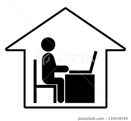 在家使用筆記型電腦的人的剪影（在家工作） 139438584