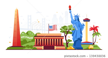 USA Landmarks - Colorful Flat Design Illustration USA Landmarks - Colorful Flat Design Illustration 139438836