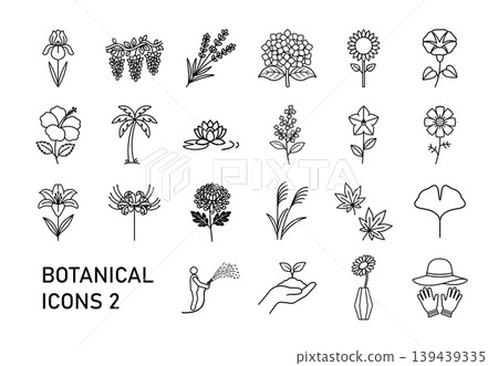 Set of 22 plant-themed line icons Set of 22 plant-themed line icons 139439335