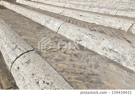 Historic Stone Steps with Textured Surface and Architectural Design Historic Stone Steps with Textured Surface and Architectural Design 139439431