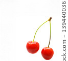 Pair of cherries on a white background (cutout material) 139440036