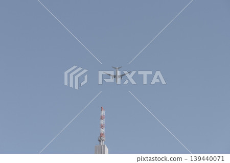 Airplane flying blue sky Airplane flying blue sky 139440071