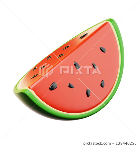 3D Icon Summer. watermelon slices. Isolated on transparent background. 3D illustration. High resolution 3D Icon Summer. watermelon slices. Isolated on transparent background. 3D illustration. High resolution 139440253