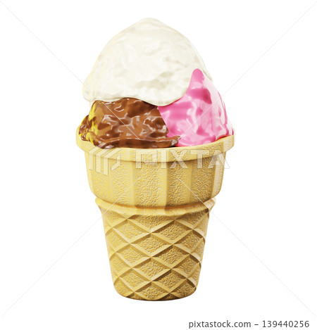 3D Icon Summer. ice cream cone. Isolated on transparent background. 3D illustration. High resolution 3D Icon Summer. ice cream cone. Isolated on transparent background. 3D illustration. High resolution 139440256