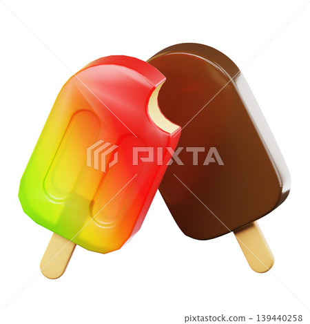 3D Icon Summer. ice cream. Isolated on transparent background. 3D illustration. High resolution 3D Icon Summer. ice cream. Isolated on transparent background. 3D illustration. High resolution 139440258