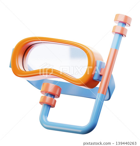 3D Icon Summer. diving goggles. Isolated on transparent background. 3D illustration. High resolution 3D Icon Summer. diving goggles. Isolated on transparent background. 3D illustration. High resolution 139440263