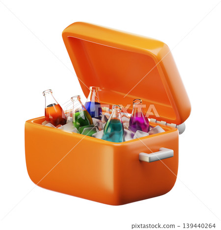 3D Icon Summer. cold drink box Isolated on transparent background. 3D illustration. High resolution 3D Icon Summer. cold drink box Isolated on transparent background. 3D illustration. High resolution 139440264