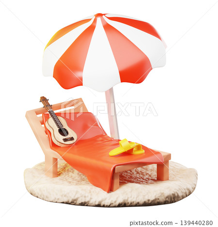 3D Icon Summer. beach chairs. Isolated on transparent background. 3D illustration. High resolution 3D Icon Summer. beach chairs. Isolated on transparent background. 3D illustration. High resolution 139440280