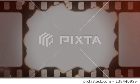 Vintage burned film frame overlay isolated on transparent background. Retro damaged photo strip with grunge texture for cinematic design, distressed editing and analog photography effects Vintage burned film frame overlay isolated on transparent background. Retro damaged photo strip with grunge texture for cinematic design, distressed editing and analog photography effects 139440959