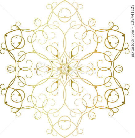 Golden mandala with six beams. Snowflake of swirls Golden mandala with six beams. Snowflake of swirls 139441125