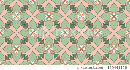 floral ornament of calm green, terracotta colors floral ornament of calm green, terracotta colors 139441126