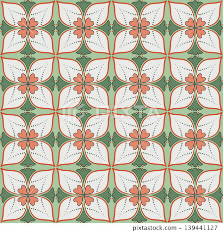 Medieval ornament of calm green terracotta colors 139441127