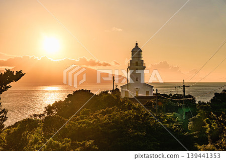 Yakushima Lighthouse and the seaside scenery at dusk Yakushima Lighthouse and the seaside scenery at dusk 139441353