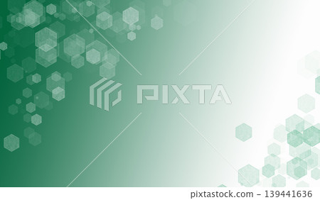 Green gradient background with transparent hexagonal shapes. Abstract geometric design with copy space for text or graphics Green gradient background with transparent hexagonal shapes. Abstract geometric design with copy space for text or graphics 139441636