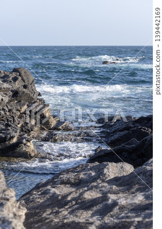 三浦市城島的岩石海岸和海景 139442169
