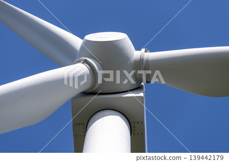The giant wind turbines and clean energy landscape at Miyagawa Park in Miura City. 139442179