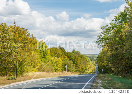 Country asphalt road in summer landscape Country asphalt road in summer landscape 139442258